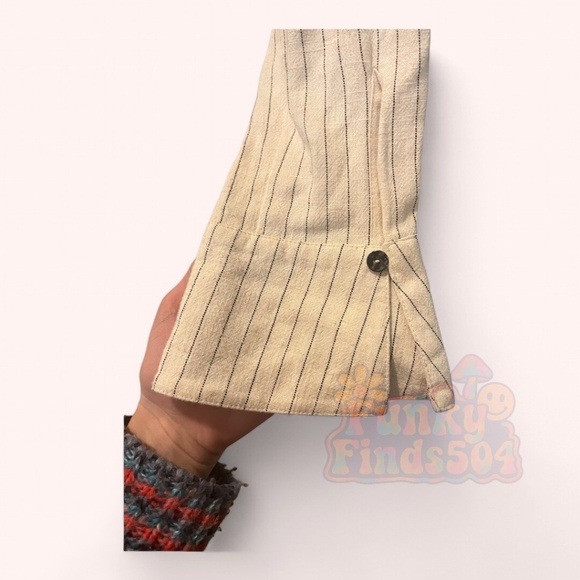 Adrienne Landau Cream Pinstripe Tie Front Shacket NWOT Sample Sale Size S - Picture 4 of 5